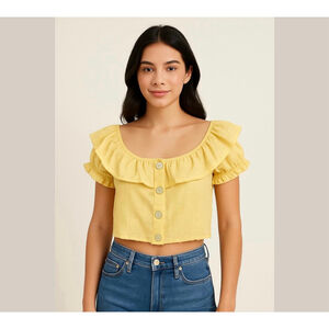 NWT TOPSHOP - cotton linen crop top Sz 12